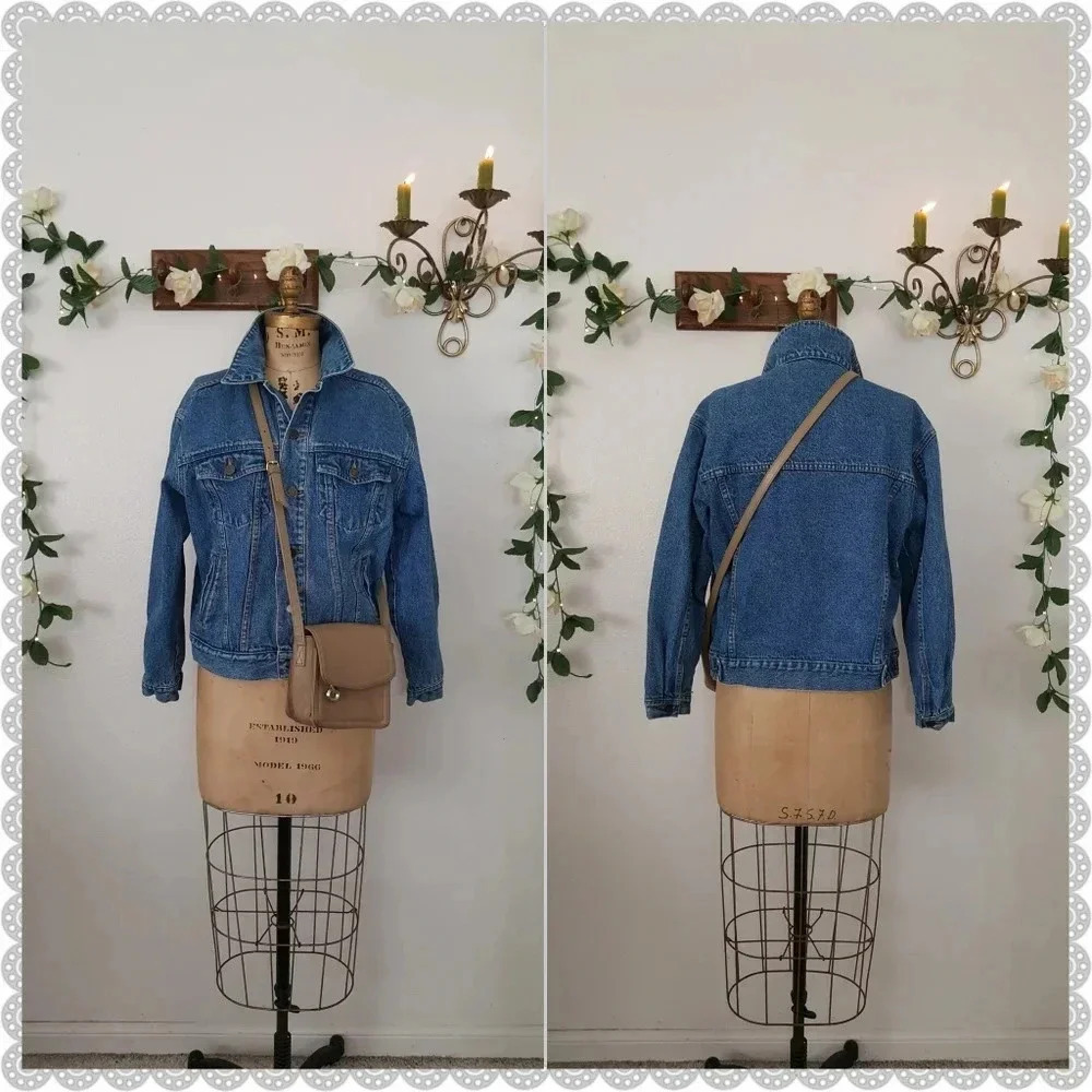 Vintage 90s Blue Jean Moto Bomber Festival Hip Hop Denim Jean Jacket